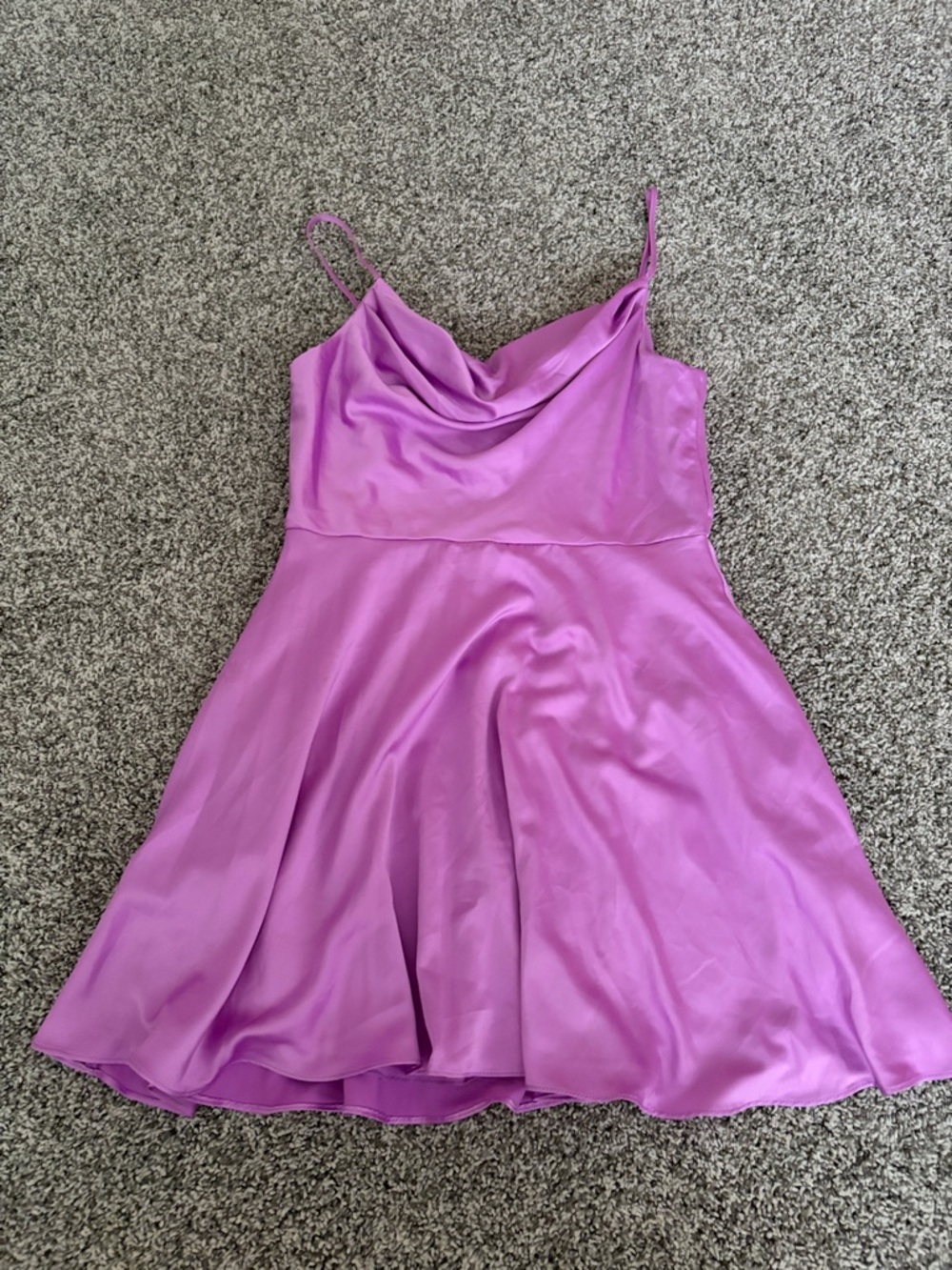 B Darlin Lavender/Pink Satin Cowl Neck Spaghetti Strap Dress